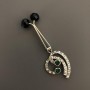 Silver-tone clip brooch with pendant for scarves ±6 cm