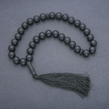 Shungite Prayer Beads, 33 Beads, Shungite Inlay, 12 mm Diameter