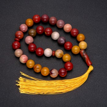 Beads made from natural Mookaite Jasper, 33 beads, smooth spheres, diameter 12 mm, with Mookaite Jasper inlay
