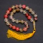 Natural chalcedony beads necklace, 33 beads, smooth round beads, diameter 12mm (+/-), chalcedony inlay