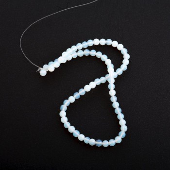 Moonstone Beads on Thread, Smooth Ball-Shaped, 6 mm Diameter +/-, 37 cm Length +/-