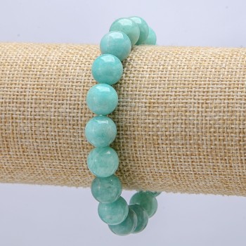 Elastic bracelet made of natural amazonite, 10 mm diameter, 18 cm long