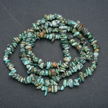 Amazonite chip beads on thread, natural stone, 7x3 mm, length 86 cm +