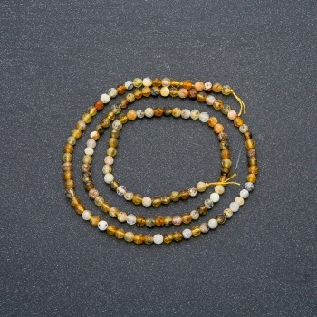 Bead strand of natural quartz, faceted round bead, diameter 3 mm, length 39 cm