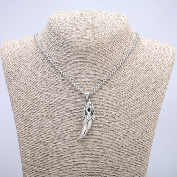 Кулон "Залізний Ікло" 47х13мм на ланцюжку, довжина 70см + - сріблястий метал