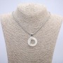 Pendant 'Moon' 35×28 mm on chain, length 70 cm + - silver-tone metal