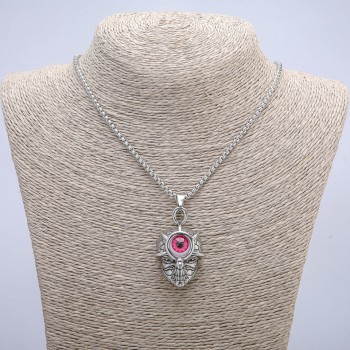 Pendant 'Skull with an Eye' 45x27 mm on a chain, length 70 cm silver-toned metal