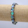 Elastic bracelet with opal glass 'Blue Chameleon' faceted bead, 10×7 mm, circumference 18 cm