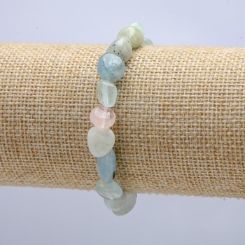 Morganite Faceted Bead Elastic Bracelet, 9x12 mm beads, circumference 18 cm +