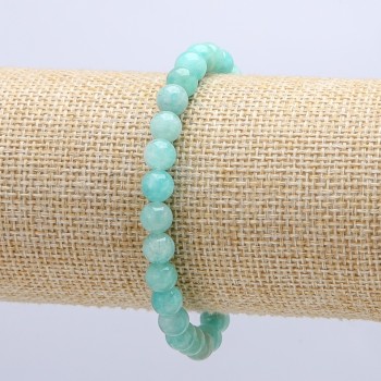 Elastic bracelet with natural amazonite, smooth bead, 6 mm diameter, 18 cm circumference +