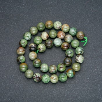 Beads on a string, natural stone, Green Jasper, smooth ball, 10mm diameter, 38 cm length +