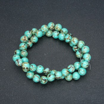 Beads on thread Imperial Jasper light green (pressed) smooth round beads, 6mm diameter, 40 cm length