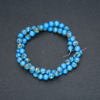 Blue Imperial Jasper Beads (Pressed) Smooth Ball, 6 mm Diameter, 40 cm Length +