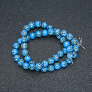 Blue Imperial Jasper Beads (pressed) Smooth Round Beads, 8 mm Diameter, 40 cm Length