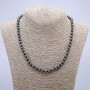 Hematite necklace with a smooth bead, 6 mm diameter, 48 cm length