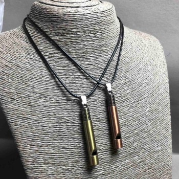 Парні кулони Свисток золотистий і бронзовий метал 55х8мм + -, довжина 45-50см