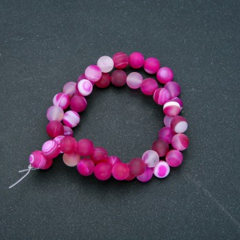 Beads on thread, natural raspberry agate, matte, 8mm diameter, 37cm length +