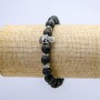 Elastic lava bracelet, 8 mm diameter ± with skull and inlays