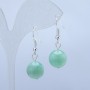 Earrings with natural Burmese jadeite, smooth bead, 12mm diameter, 35mm length