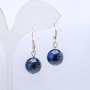 Azurite Earrings, Smooth Ball, 10 mm Diameter, 3.5 cm Length