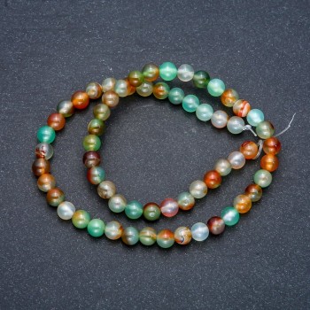 Beads of Brazilian Agate on Thread, Smooth Bead, 6 mm Diameter, 38 cm Length