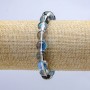 Blue opal glass bracelet with chameleon effect on elastic, smooth bead, 10 mm diameter, 18 cm length