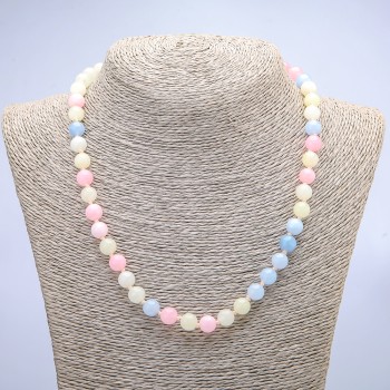 Morganite natural gemstone necklace, 8 mm diameter, 45 cm length+