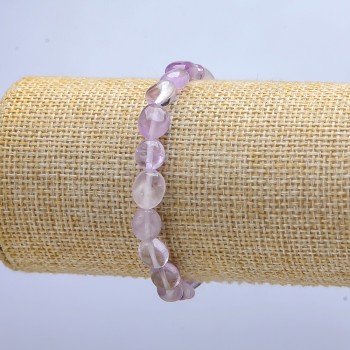 Elastic bracelet with natural amethyst, faceted, diameter 8×10 mm (±), length 18 cm+