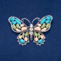 Brooch Butterfly, silver-tone metal, enamel and white crystals, 48x70 mm +