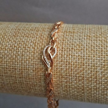 Bracelet Xuping 18K Gold Plating with White Crystals, Length 17-19 cm, Thickness 4.6 mm +