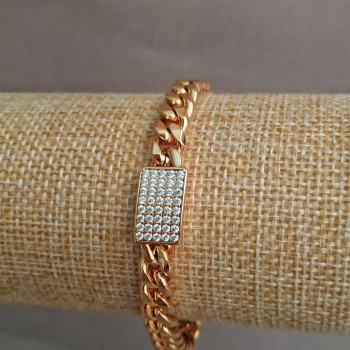 Браслет Xuping Позолота 18К з білими стразами, довжина 17-18см, товщина 7мм +