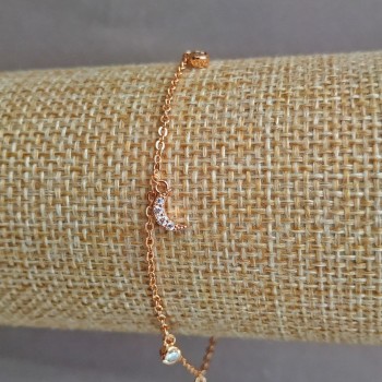 Браслет Xuping Позолота 18К з білими стразами, довжина 17-19см, товщина 1, 2мм +