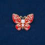 Butterfly Brooch in gold-tone metal, enamel and beads, 30x40mm +