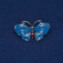 Butterfly Brooch, silver-tone metal, enamel, blue crystal, 48x27mm +