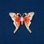 Butterfly Brooch in Gold-Tone Metal, Enamel, and White Rhinestones 43×52 mm +
