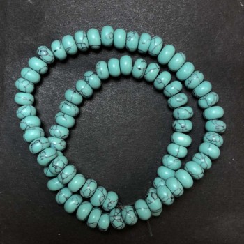 Turquoise Beads (imitation) Smooth Rondel, diameter 8x5 mm +/-, length 40 cm +