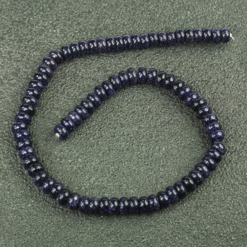 Beads on thread Aventurine Night Cairo Blue Sand (synthetic) Smooth Rondelle, 8x5 mm, length 40 cm