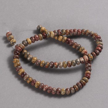 Jasper Beads on Natural Stone Thread, 6x4 mm, 39 cm length