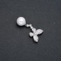 Xuping Rhodium-plated Pendant with Pearl and White Crystals, diameter 32x14 mm +