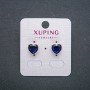 Heart Earrings by Xuping - Stud Earrings, 18K Gold Plating with Dark Blue Crystal, 9 mm Diameter +