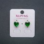 Heart Earrings Xuping - 18K Gold Plated with Green Crystal, 9 mm Diameter