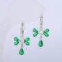 Earrings Xuping Rhodium-plated with Green Crystals, 14 mm diameter and 28 mm thickness