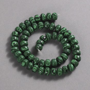 Malachite beads on thread (pressed). Smooth rondel, 9x7 mm, length 39 cm