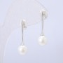 Xuping Earrings - Rhodium-Plated Stud Earrings with White Bead, 28mm Length