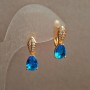 Xuping Earrings 18K Gold Plating with White Crystals and Blue Crystal, diameter 20x6 mm +