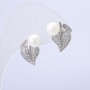 Earrings Xuping Rhodium-plated with White Crystals and Mallorca Pearl Bead, diameter 16x14 mm +