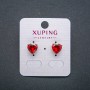 Heart Earrings Xuping Stud Earrings Hoops 18K Gold Plating with Red Crystal, 9 mm Diameter