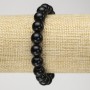 Elastic bracelet with natural black tourmaline, smooth beads, 10mm diameter+
