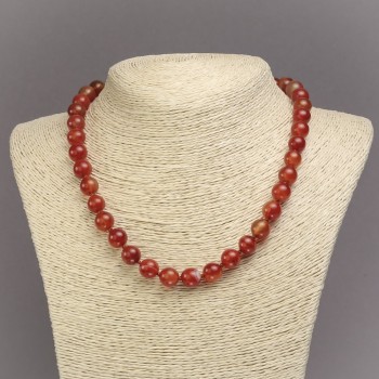 Natural Carnelian Necklace with smooth beads, 10 mm diameter, length 45 cm +-