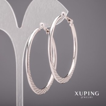 Earrings Xuping Hoops 3x55mm Rhodium